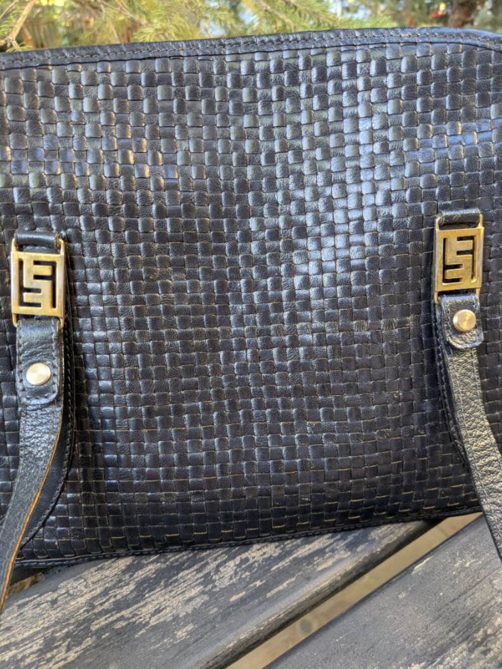 Authentic VTG Fendi Black Woven Leather Bag FF Logo 1970/80s Project Piece. - Picture 3 of 12